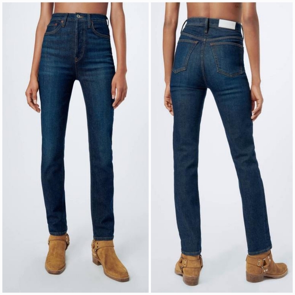 NWT Re/Done Ultra High Rise Tapered Ankle Crop Power Stretch in Worn Heritage 29
